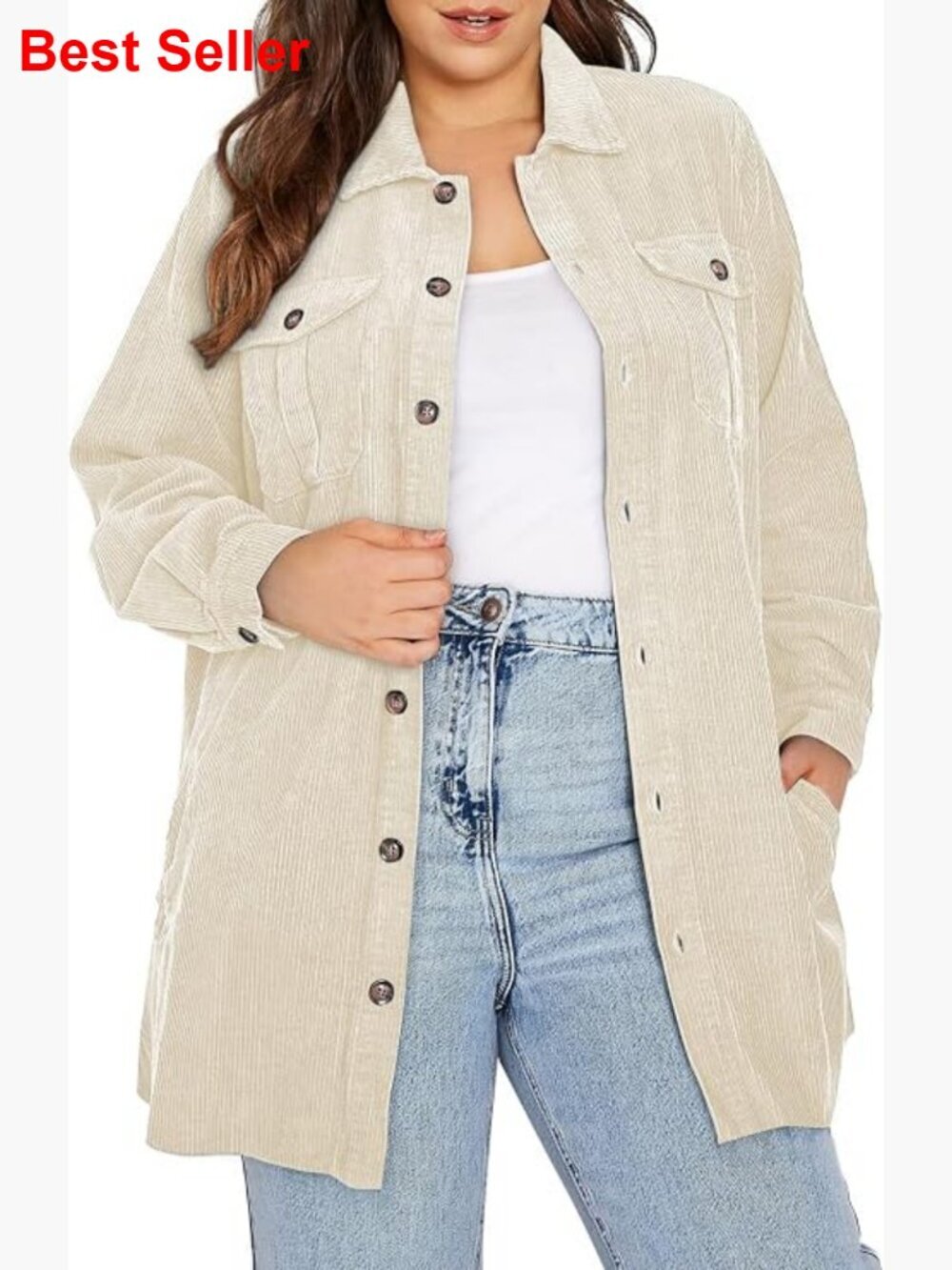 Plus Size Long Sleeve Button Down Boyfriend Shirt Plaid Shacket Jacket